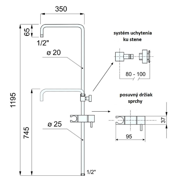 Aquaristo TO SET PE 4 sprchový termostatický komplet